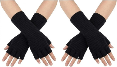 Winter Fingerless Gloves for Women Men Half Finger Typing Gloves with Long Wrist
