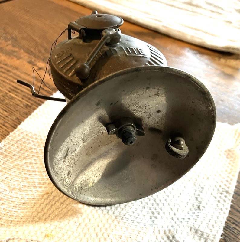 Antique Brass Auto-Lite Coal Miner's Carbide Light Mining Helmet Universal Lamp