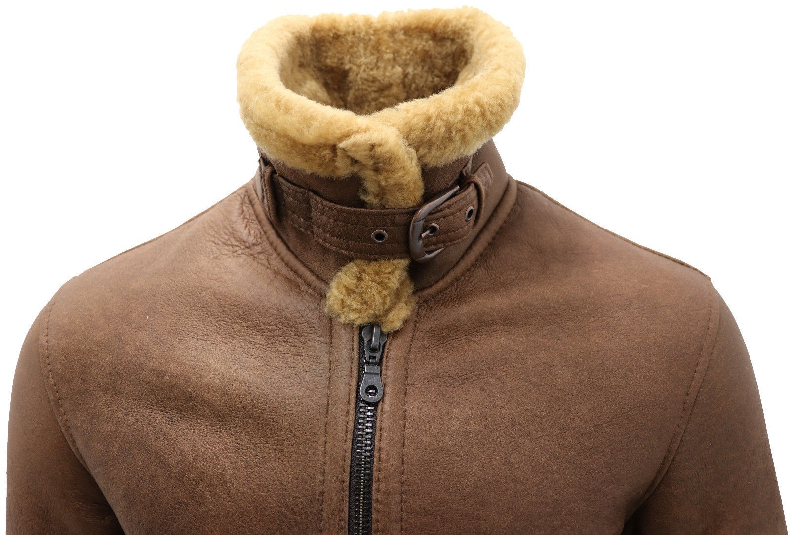B3 Brown Mens Bomber RAF Flying Aviator Fur Irvin Real Shearling Leather Jacket image 6