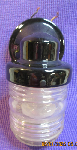 VINTAGE~JELLY JAR RIBBED~ OUTDOOR WALL MOUNT SCONCE PORCH LIGHT~BLACK ENAMELED