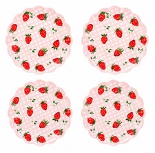 Strawberry Daisy Fields Set 4 Scalloped Melam...