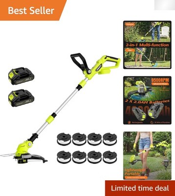 Compact Folding 20V Electric Lawn Tool with 2 Batteries & Extended Runtime