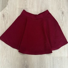 maroon burgundy red a line skater pleated mini skirt bottom dress