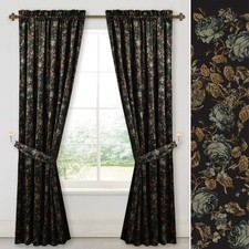 Best StangH Black Velvet Curtains 84 inches Long - Printed Floral Design Home