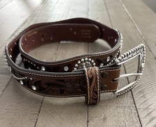 ARIAT SCALLOPED HAND TOOLED  EMBELLISHED WESTERN BELT