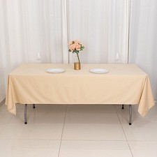 60" x 102" BEIGE Scuba Polyester Rectangular TABLECLOTH Party Events Decorations