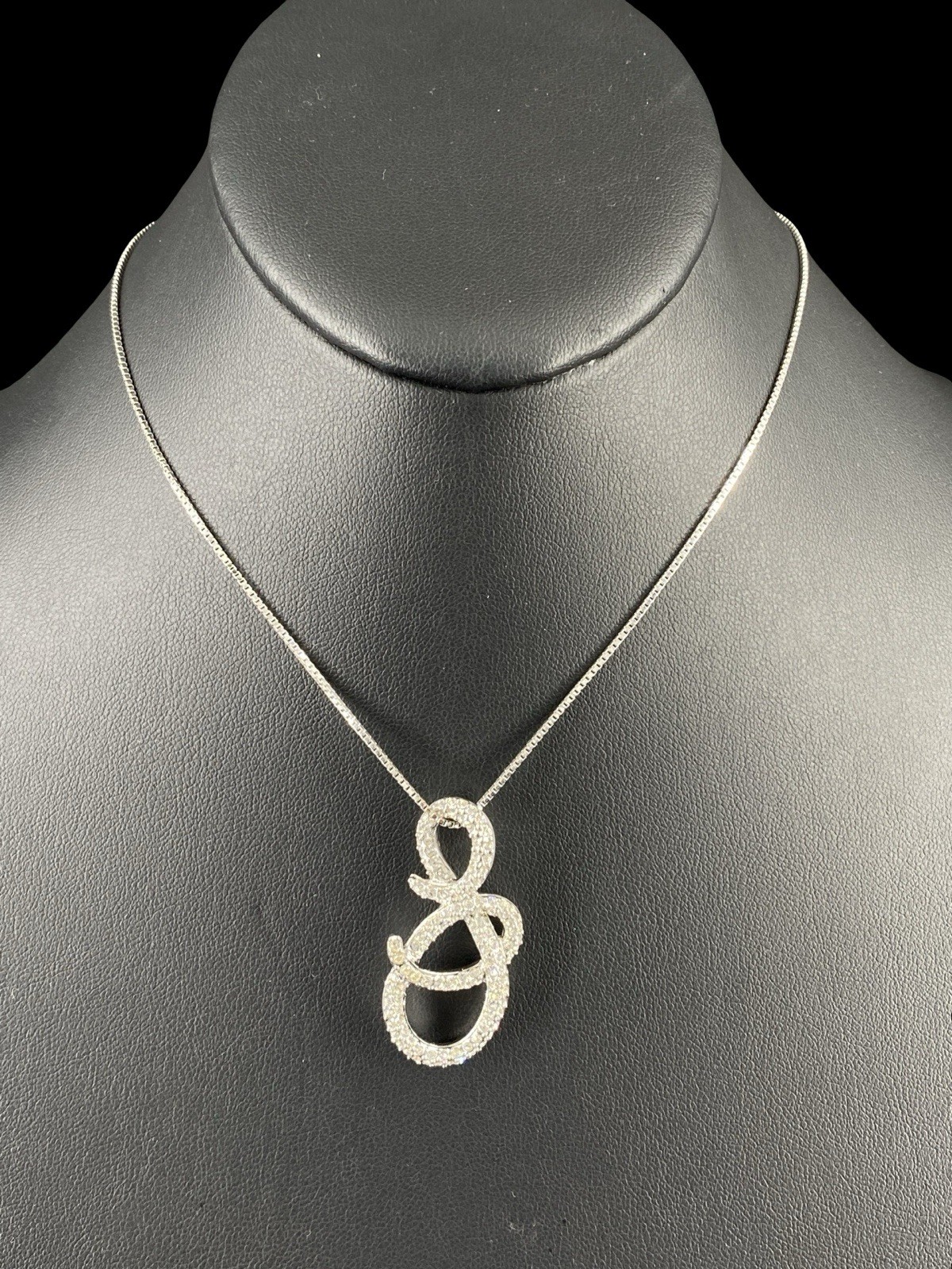 Swarovski Crystal Cursive Script Pendant Box Chai… - image 2