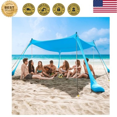 Pop Up Beach Canopy with Sandbags - Spacious 49 Sq.Ft Sunshade for Family Fun