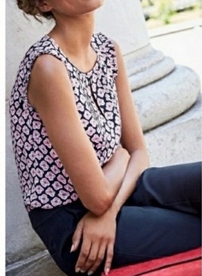 Boden US 4 UK  8 Clara Floral Pink Navy Sleeveless Blouse