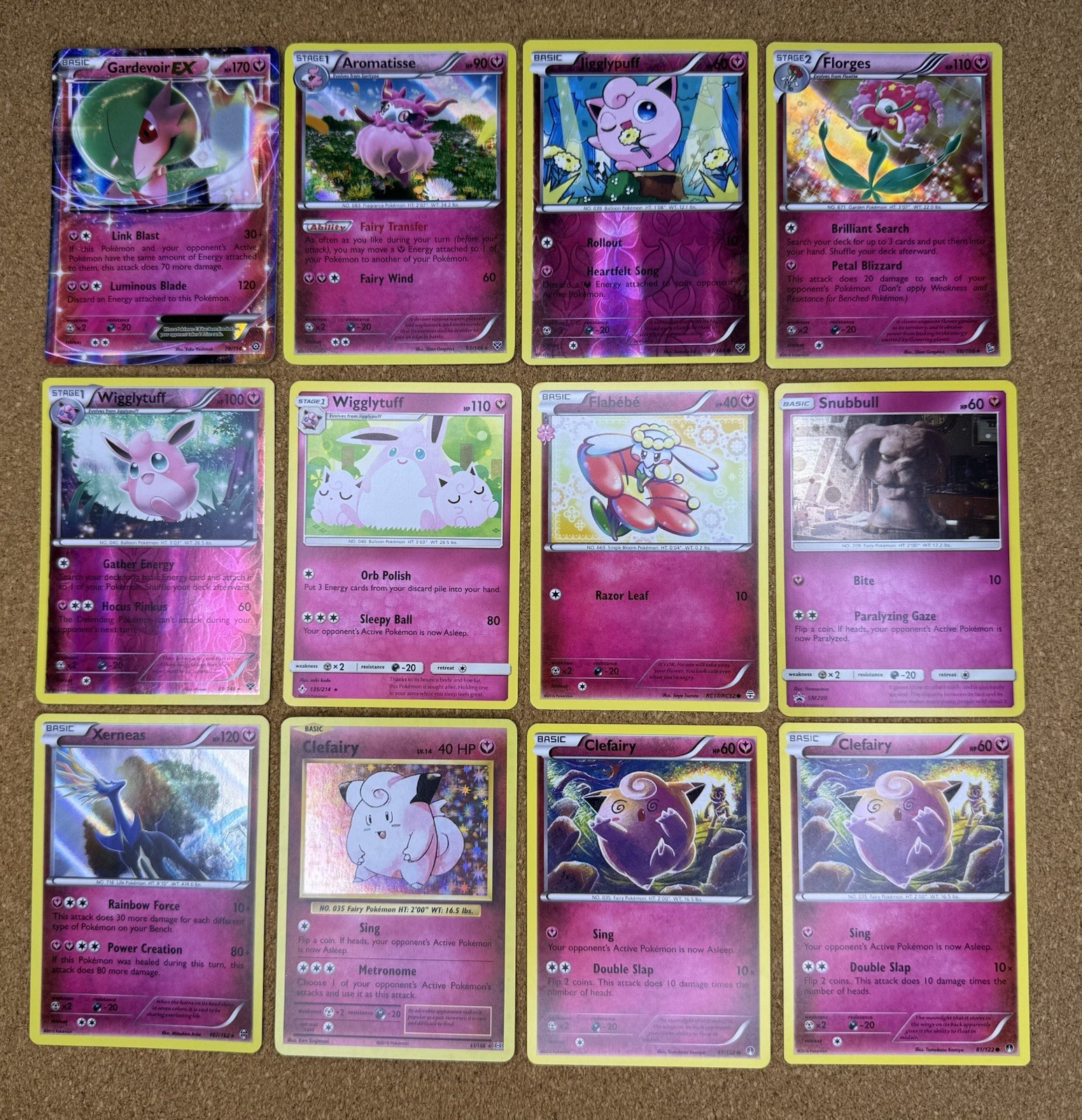 Pokemon Fairy Type Card Lot 12 Cards Gardevoir EX Xerneas Florges Wigglytuff