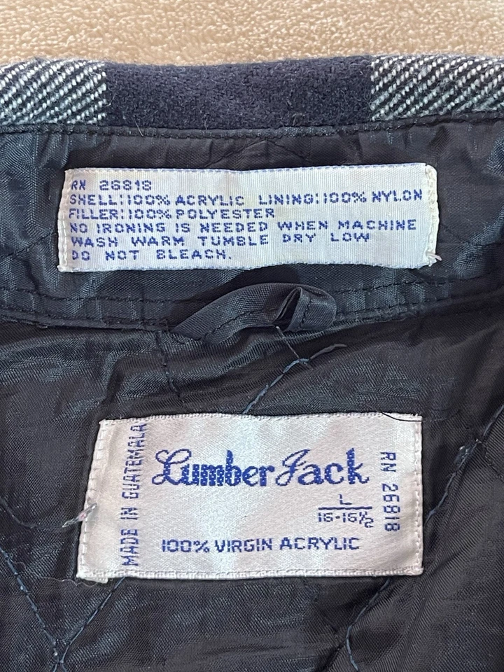 Chaqueta Camisa Vintage Lumber Jack L Negra Blanca Búfalo Forrada a Cuadros Franela Foto 4 de 4