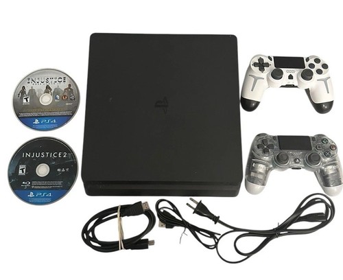 Sony PlayStation 4 Slim 2TB Console Bundle - 2 Controllers & Games - Good Cond