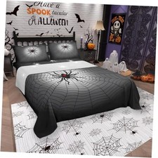 Black Spider Kids Sheet Queen Size,Spider Web QUEEN W60 L80 H16" Multi 05