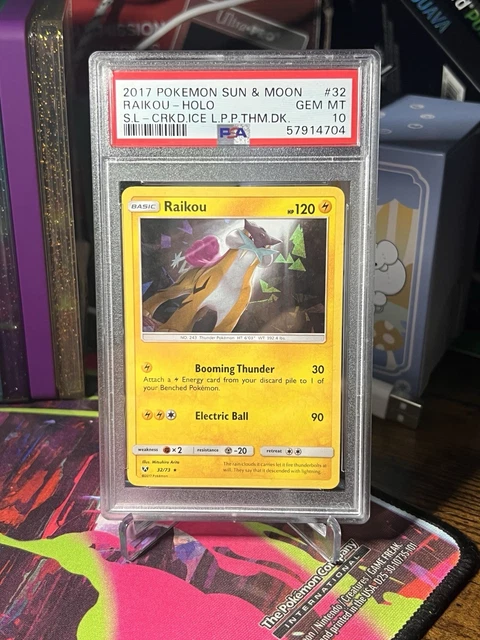 PSA 10 - 2017 Pokemon SM Shining Legends #32 Raikou Cracked Ice Holo - Pop 95