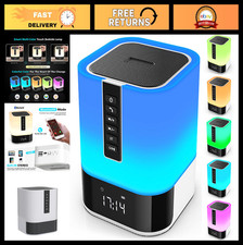 5-in-1 Bluetooth Speaker Night Light, Dimmable Touch Control Lamp  Alarm Clock