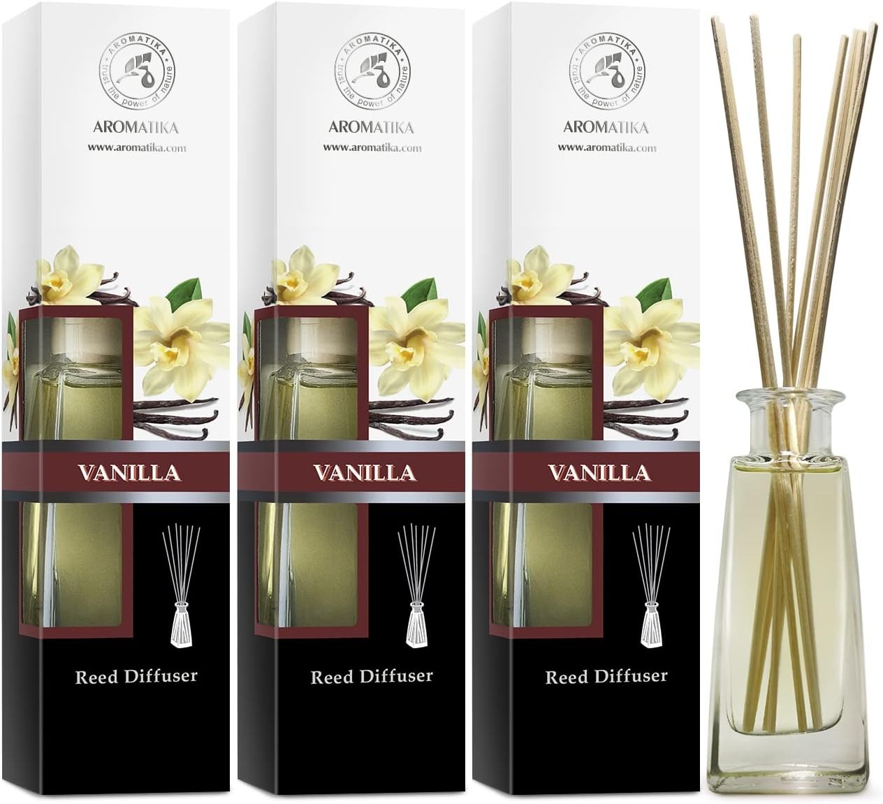 Reed Diffuser W/ Natural Essential Oil Vanilla 3 x 3.4 Fl Oz(100ml Scented Reed-image