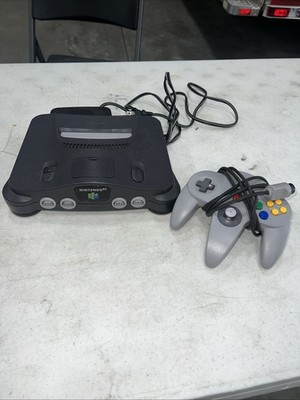 Nintendo 64 Console - Black W/ Gray Controller Tight Stick And Power Supply