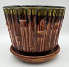 Vintage McCoy pottery Bamboo planter Green and Brown #0373