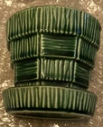 Vintage 3” McCoy Pottery Green Basket weave Planter