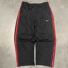 Size XL - Nike Track Pants Black Red Stripe Zip Ankle Mesh Lined 383953-010