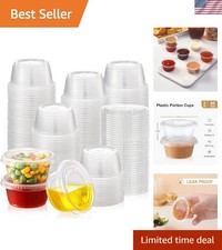60 Sets of BPA-Free 2oz Plastic Portion Cups with Lids - Stackable Convenience