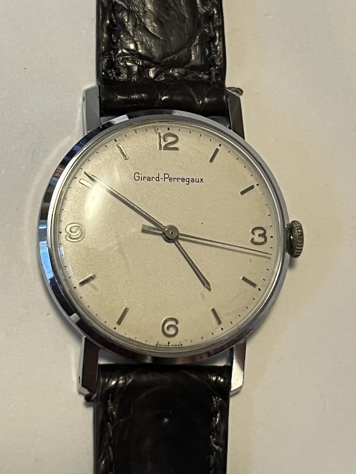 Vintage 1950s Mens Girard Perregaux Stainless Steel Back 34mm Manual Winding - Image 4 of 4
