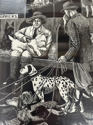 Tirzah Garwood - The Dog Show - gerahmt 1951 Holzschnitt - Eric Ravilious