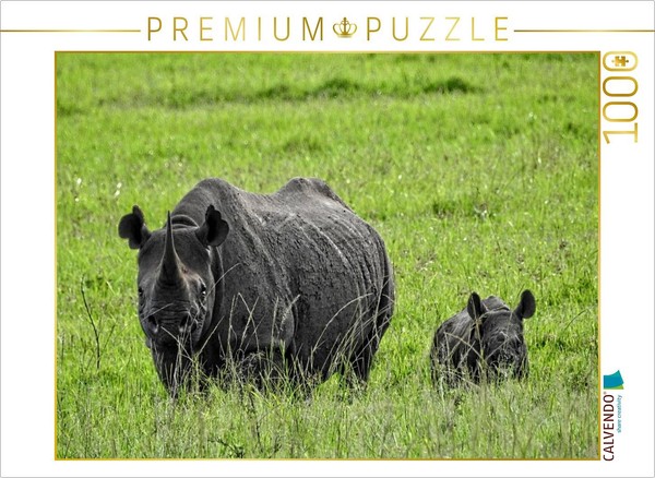 Calvendo Puzzle Rhinoceros With Calf | 1000 Pieces, Finished Size 25.2 × 18.9 In-image