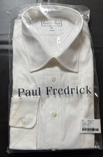 Paul Fredrick Men  s White Long Sleeve Dress Shirt 17.5/37 100 Cotton NWT Sealed