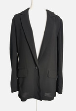 Bar III Blazer S Black Lightweight Open Front Long Sleeve Button Detail