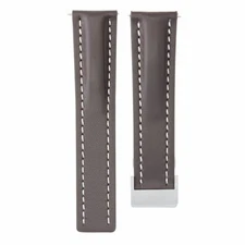 24MM LEATHER WATCH BAND STRAP DEPLOYMENT BUCKLE FOR BREITLING BROWN WS PLAIN