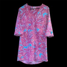 Lilly Pulitzer Size XS ARIELLE TUNIC DRESS Sea Blue Flirty Sea Print Pink