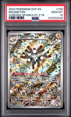 2024 POKEMON SURGING SPARKS POKEMON CENTER ETB PROMO #159 MAGNETON PSA 10