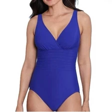 Women’s Full Coverage Flattering One Piece Swimsuit by Size 8-10 Blue