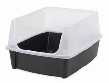 IRIS USA XL Open Top Cat Litter Box w/ Scatter Shield   Extra Large   Black