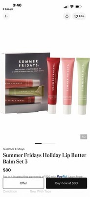 Summer Fridays The Holiday Lip Butter Balm Set Full Size 3x15g Cherry Sweet Mint