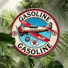 Vintage Gasoline Round Aluminum Tin Metal Signs Home Décor Wall Art 8x8