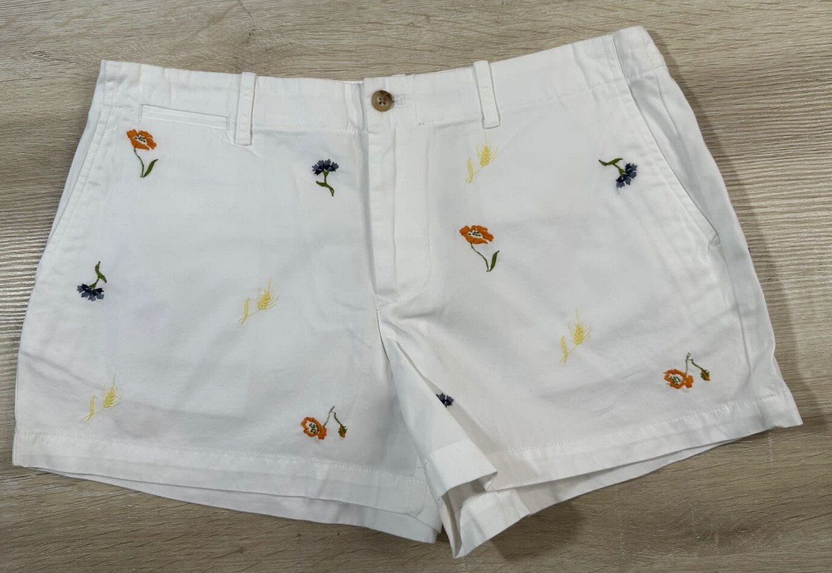 NWOT Polo Ralph Lauren Womens Shorts White 16 Floral Embroidered Chino - Main Image