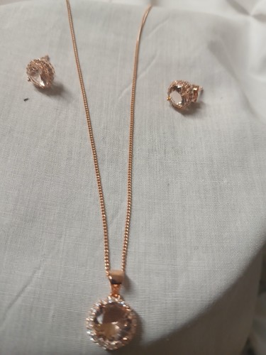 2 Sterling Silver Morganite Glass Rose Gold Plating 2pcs Evoke Set RRP £60 each - Picture 4 of 7