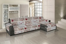 Copridivano Trapuntato con Penisola Shabby Love 100% Cotone Antimacchia