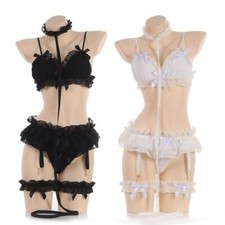 Japanese Maid Costume - Lace Ruffle Lingerie Sleepwear Women Kawaii Outfit Set