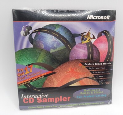 NEW - Microsoft Interactive CD Sampler 1996 Multimedia Demos & Videos 17 Trials