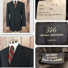 EXC COND BROOKS BROTHERS MENS 41L 346 STRETCH GRAY WOOL LYCRA SPORT COAT BLAZER 