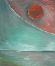 Kunstgemälde Abstrait Moderne Art Verso Désigné " Mondlandschaft "