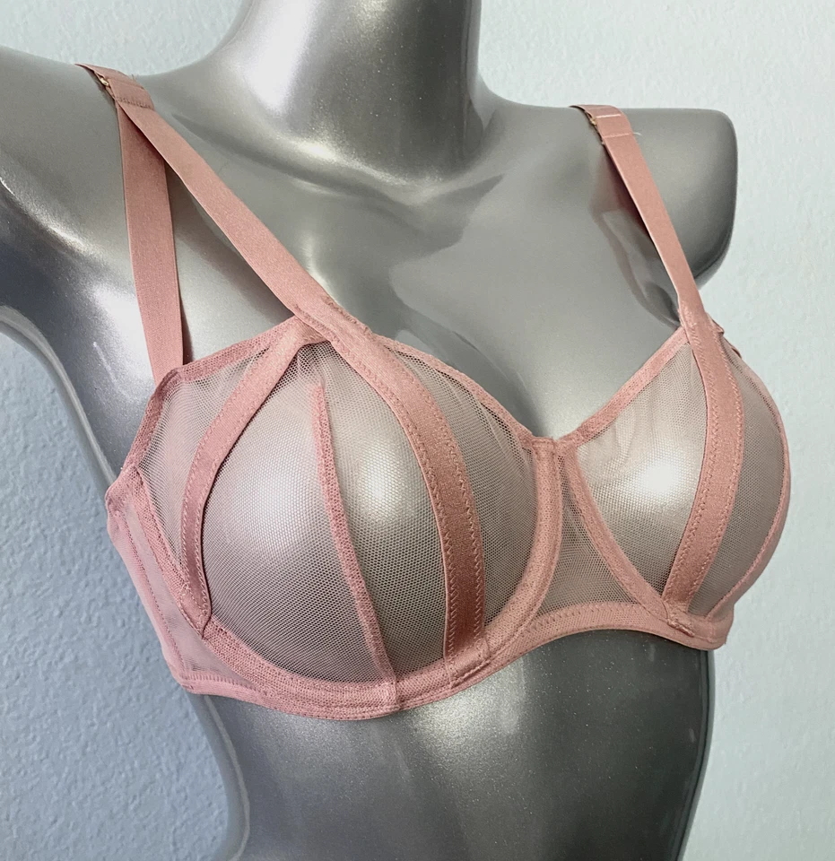 Sujetador Balconet Victoria's Secret Nuevo con Etiquetas Muy Sexy Transparente Bandas con Tirantes Rosa Sin Forro Foto 2 de 3
