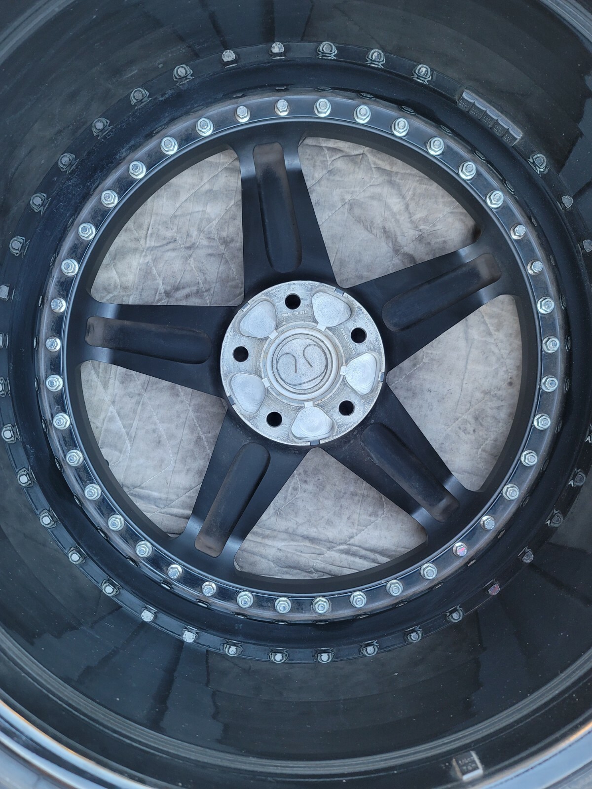 LAMBORGHINI AVENTADOR ANRKY AN35 FORGED BLACK 21(F) & 22(R) WHEEL/TIRE/TPMS SET 