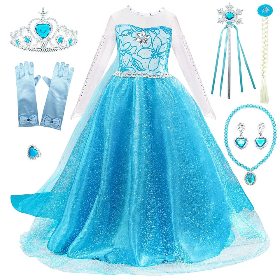 Neu Kinder Mädchen Prinzessin Halloween Geburtstag Party Kleid + 7/4StückSet