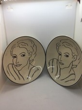 Pair Of Handcrafted Francesca Lady #6153 Ceramic Bowls