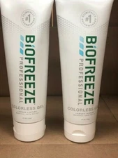 NEW COLORLESS Biofreeze Professional Gel 4 Oz Tube - Pack of 2 Exp 6/27