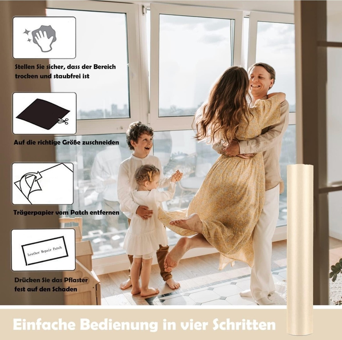 Pelle Adesiva Per Riparazioni 300x40cm - Beige, Per Divani, Auto, Borse E Mobili - Foto 7